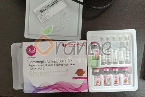 Shreetropin 10 IU Somatropin Injection, Form : Liquid