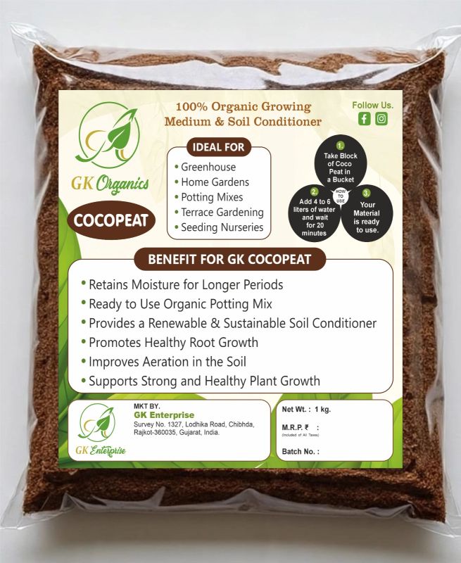 GK Organics Coco Peat Block (1 Kg)