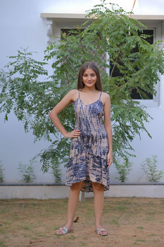 Printed Ladies Frill Dress