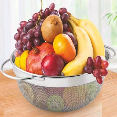 Polished Stainless Steel Wire Mesh Fruit Basket, Color : Silver