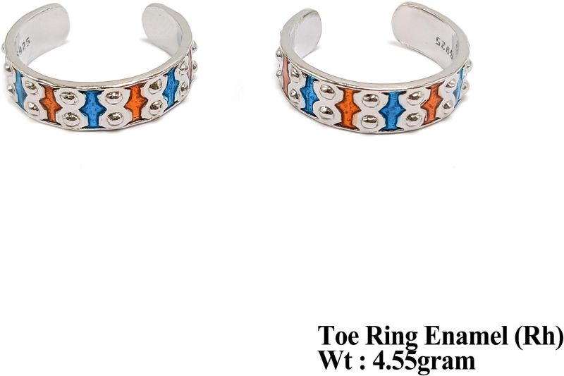 Fish Pattern Enamel Rhodium Toe Ring