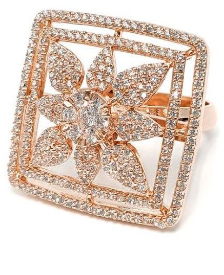 Floral Square Diamond Cocktail Ring