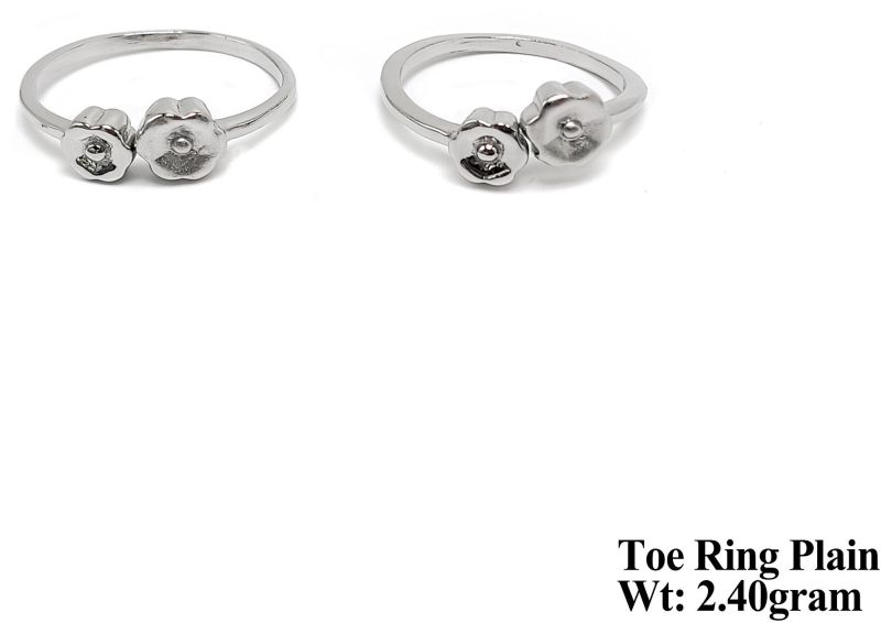 Floral Stone Silver Plain Toe Ring