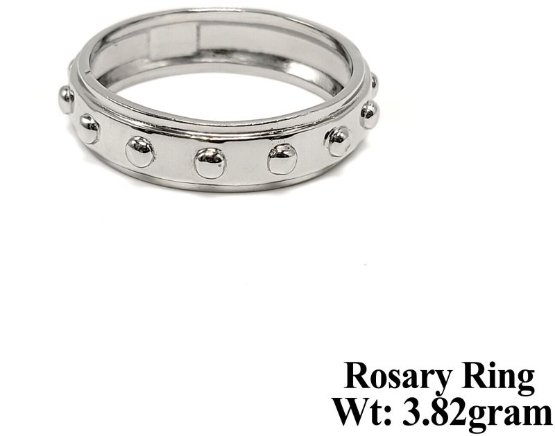 Silver Beaded Band Design Rosary Ring