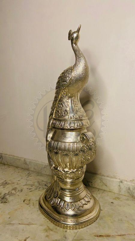 Engraved Metal Peacock Sculpture