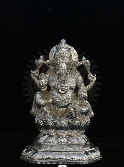 Lotus Pedestal Blessing Ganesha Sculpture