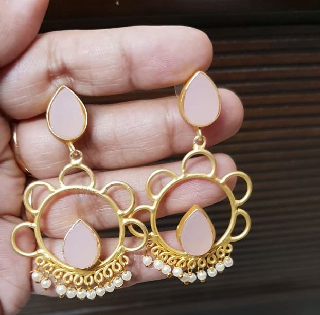 Ladies Druzy Pearl Fringe Earpiece