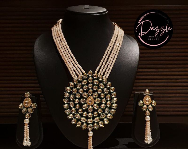 Ladies Green Pearl Pendant Jewelry Set