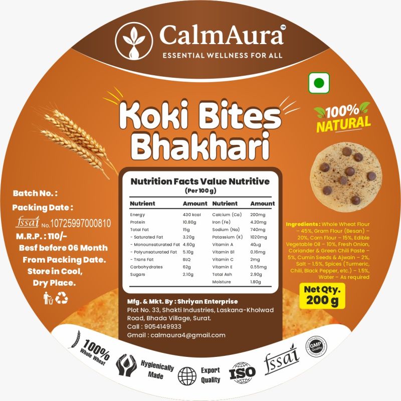 Koki Bites Bhakhari – Crispy Protein-Rich Whole Wheat Snack