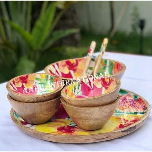 Enamel Printed Wood Salad Bowl, Color : Custom