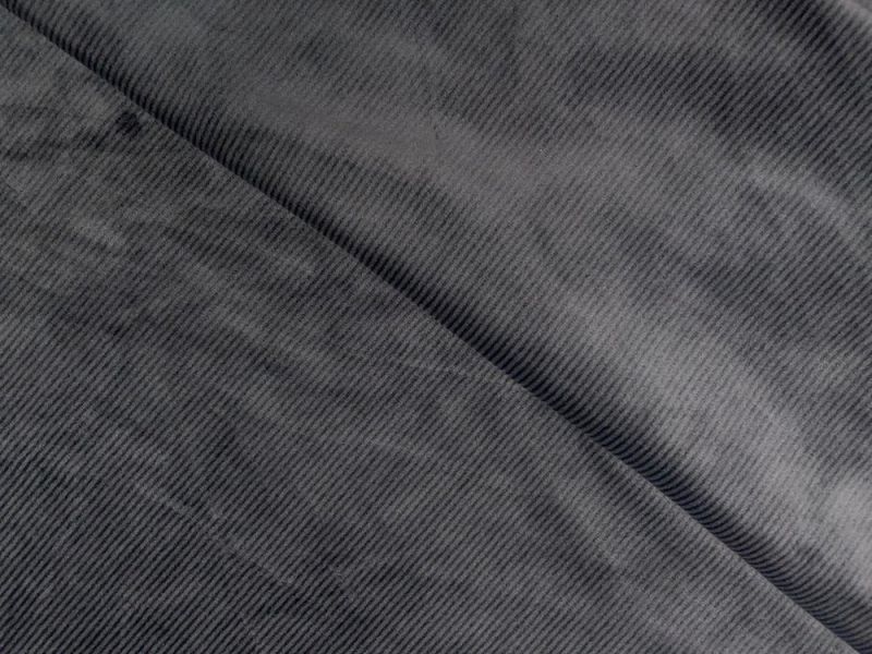 Dark Grey Designer Stripes Corduroy Thick Soft Fabric