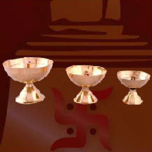 Polished Brass Cup Diya Standard Modern for Pooja