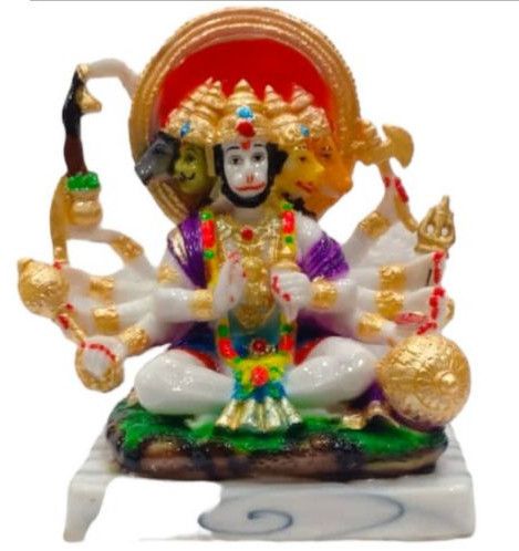 Stone Carved H7403 Panchmukhi Hanuman Statue Antique 6.5 Inch