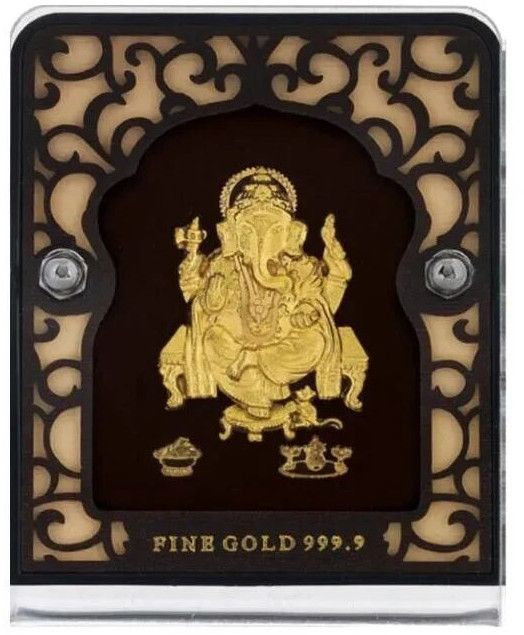 24K Gold Plated Lord Ganpati Frame Big