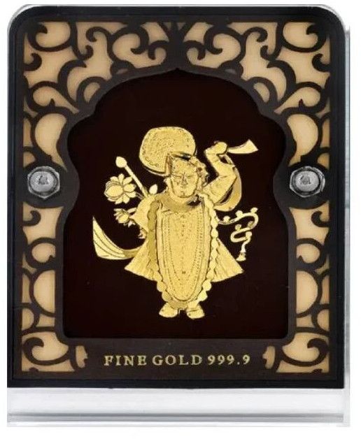 24K Gold Plated Lord Shrinathji Frame Small