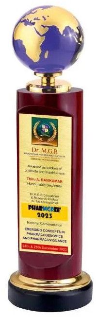 Designer Wooden Trophy With Globe