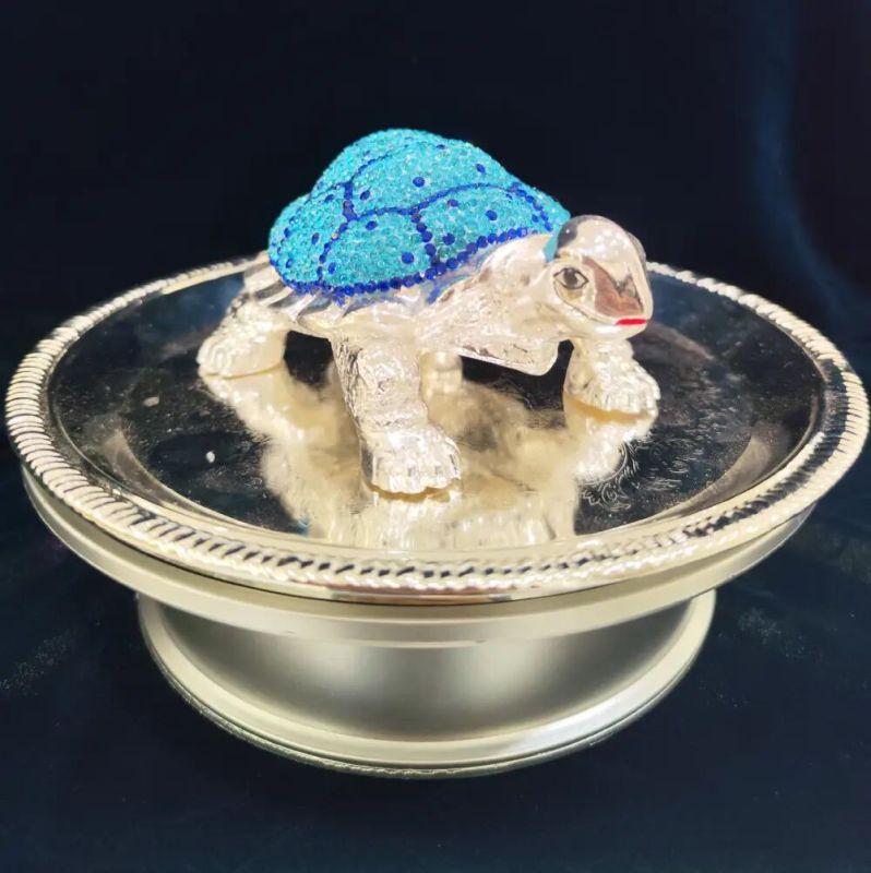 Diamond-Studded Turtle with German Silver Plate