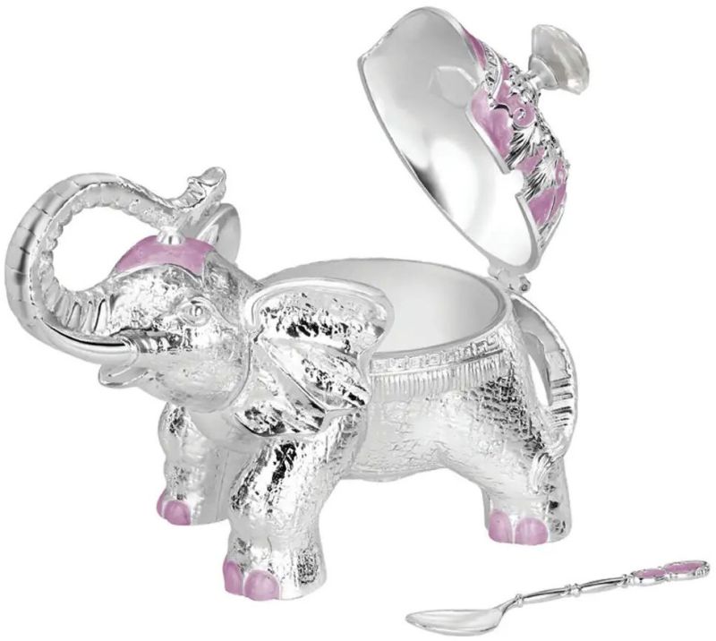 Elephant Sugar Pot Metal Lavender