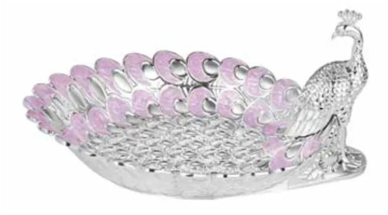 Platter with Peacock Half Pastel Lavender