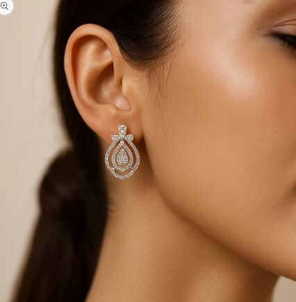 Charming Teardrop Diamond Stud Earring