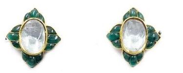Classic Polki Stud Earring, Shape : Round