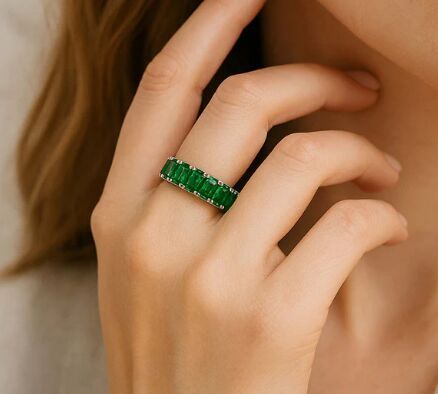 Contemporary Full Circle Emerald Ring