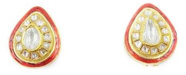 Drop Shape Polki Stud Earring