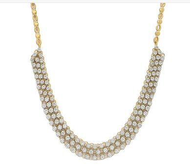 Elegant 3-Line Diamond Necklace in 14K Yellow Gold