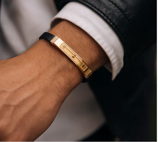 Gentlemen'S Draft Luxury Men’S 22K Gold Accent Bracelet