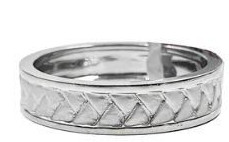 Platinum Band Ring with Crisscross Engraved Texture