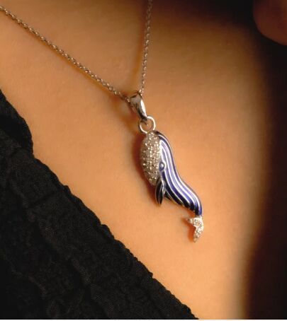 Radiant Whale Diamond Pendant
