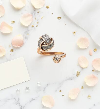 Twist Knot Diamond Ring in Rose Gold Finish