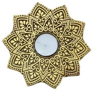 6 Inch Wooden Flower Tealight Candle Holder