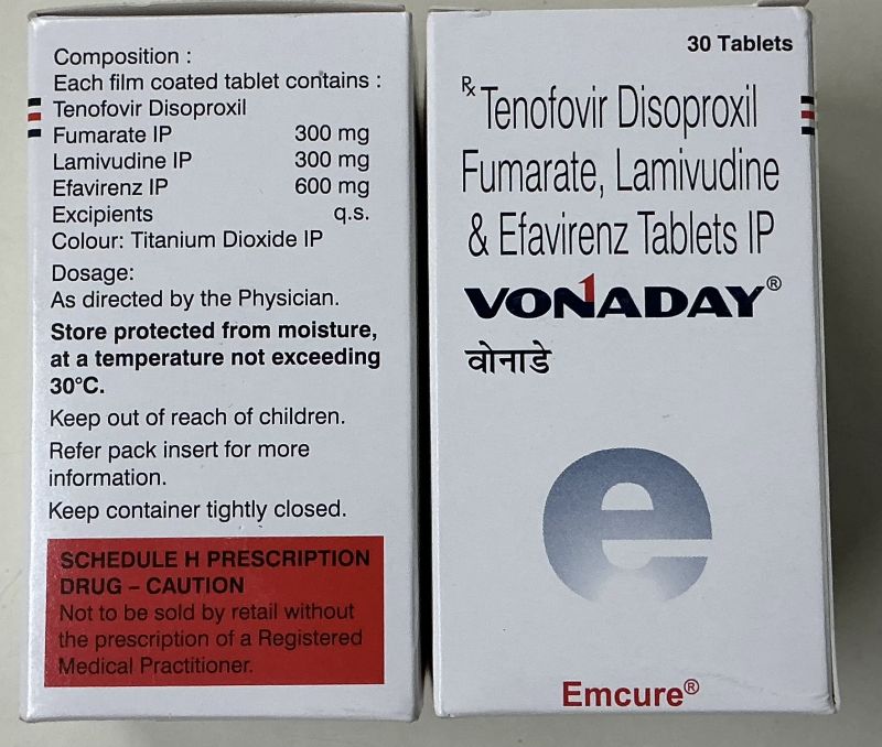 Vonaday Tenofovir Disoproxil Fumarate Lamivudine Efavirenz Tablet