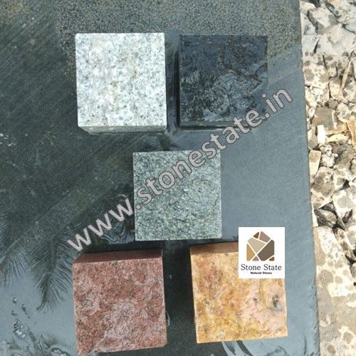 4x4 Inch Grey Machine Cut Granite Cobblestone