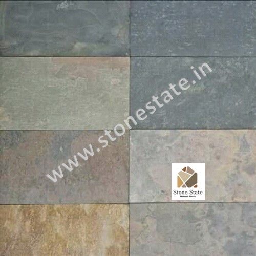 Plain Bush Hammered Non Grinded Black Rustic Slate Stone Tiles