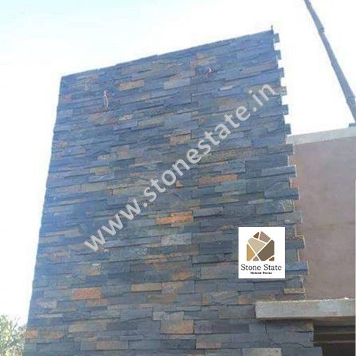 Carbon Black Natural Stone Mosaic Wall Cladding Panel