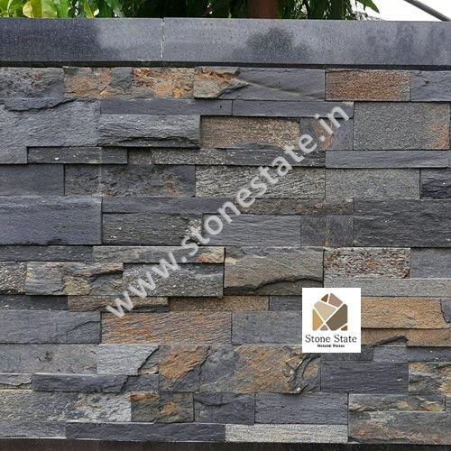 Non Polished SLATE Multi Grey Natural Stone Cladding 15x60cm