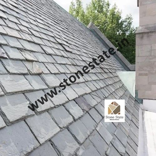 Non Polished Natural Slate Roofing Tiles, Color : Black, Grey