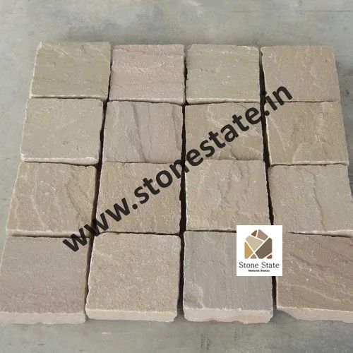 Plain Natural Non Polished Raj Green Sandstone Cobbles