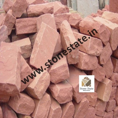 Non Polished Natural Red Sandstone Cobbles 10X10CM