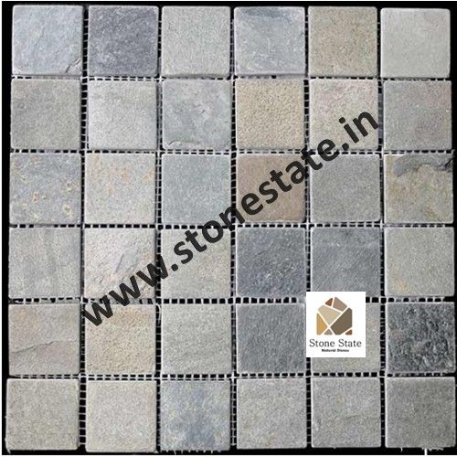 Slate Stone Mosaic Tiles, Color : Brown, Grey 1x1ft