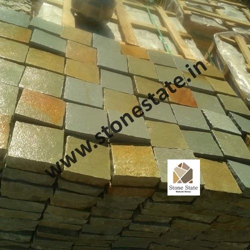 Natural Non Polished Plain Yellow Sandstone Cobbles