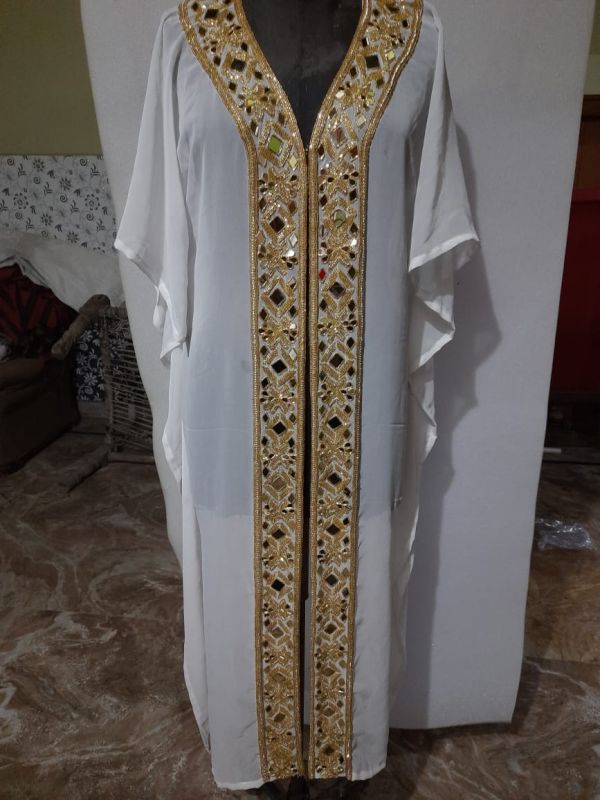 White Kaftan with Gold Embroidery