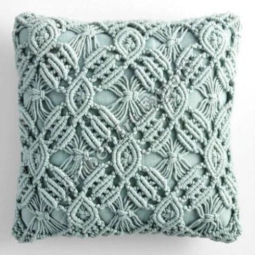 Cotton Macrame Handmade Cushion Cover 18x18 Inches For Home Decor