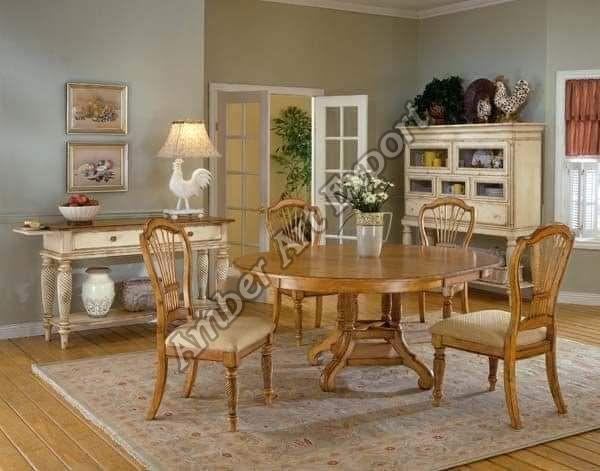 Round Wooden Dining Table Set