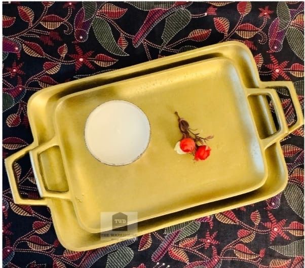 Aluminium Rectangular Golden Serving Tray Set