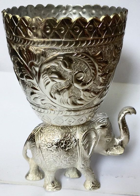 Stand Glass German Silver Elphaphant Statue