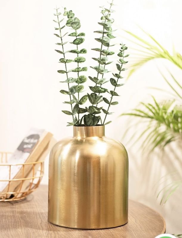 Golden Cylindrical Flower Vase