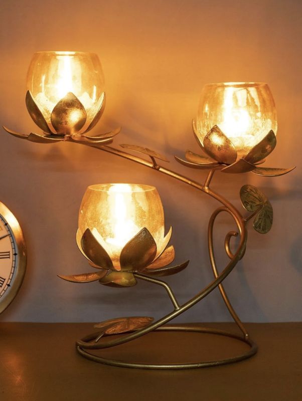 Golden Tea Light Candle Holder